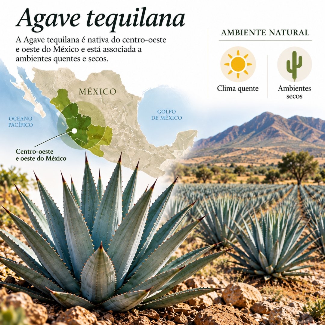 Agave tequilana em ambiente quente e seco no centro-oeste e oeste do México