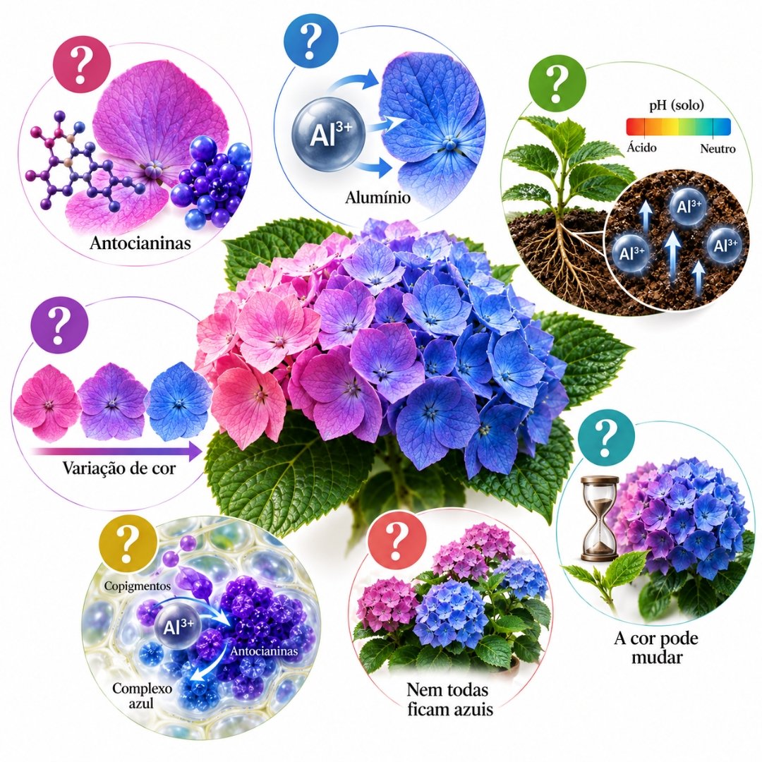 Hortênsias em diferentes cores e fatores relacionados à variação da coloração