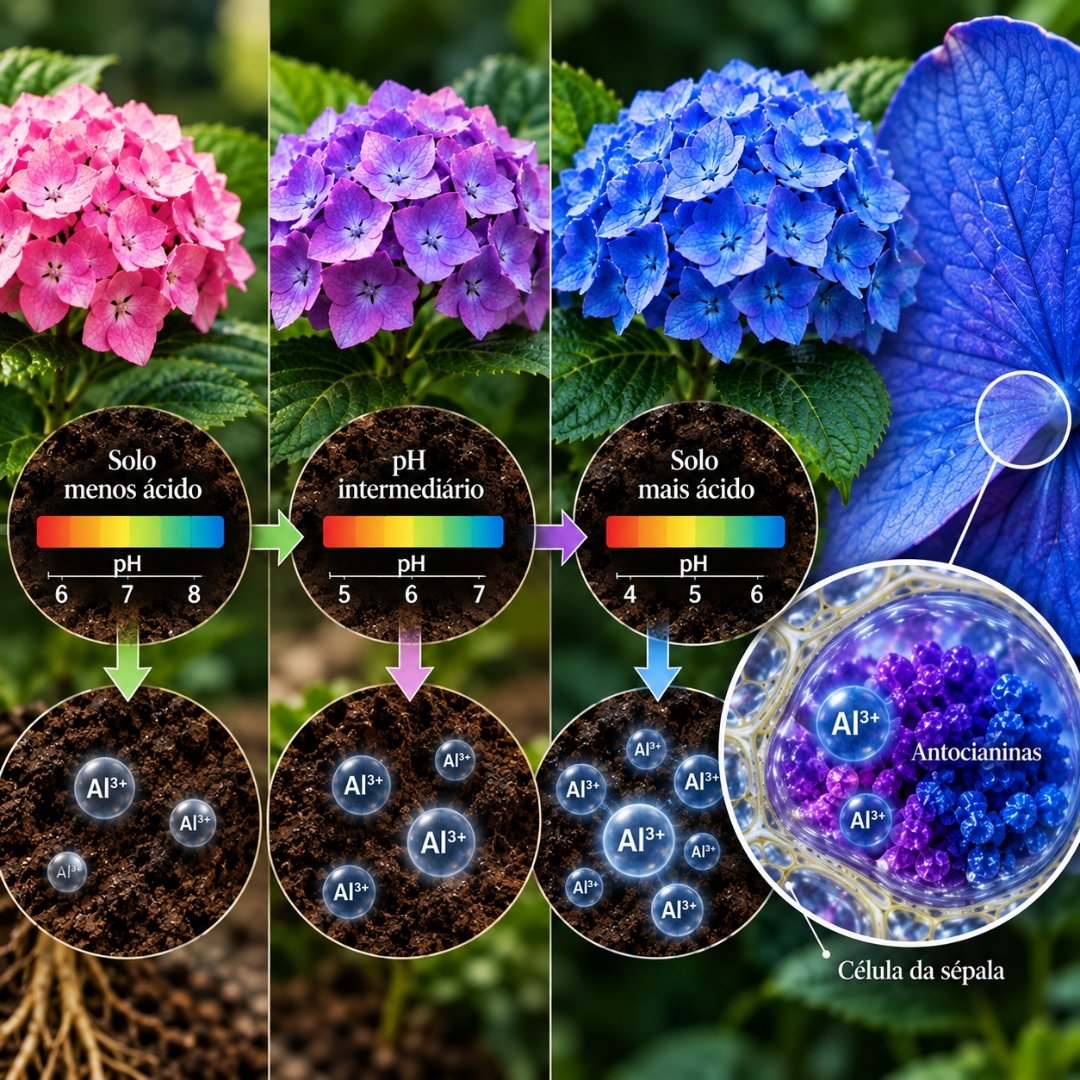 Relação entre pH do solo, alumínio e coloração azul da hortênsia